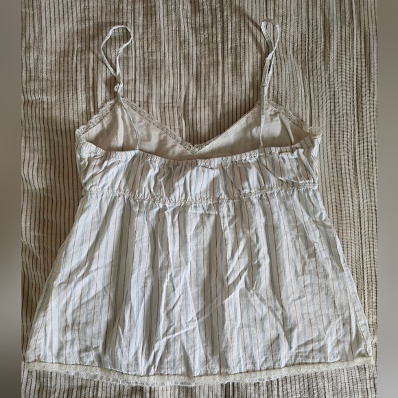 Vtg Y2k American Eagle Babydoll Faux Wrap Striped Spaghetti Strap Top Sz 6 (S) - Picture 3 of 8